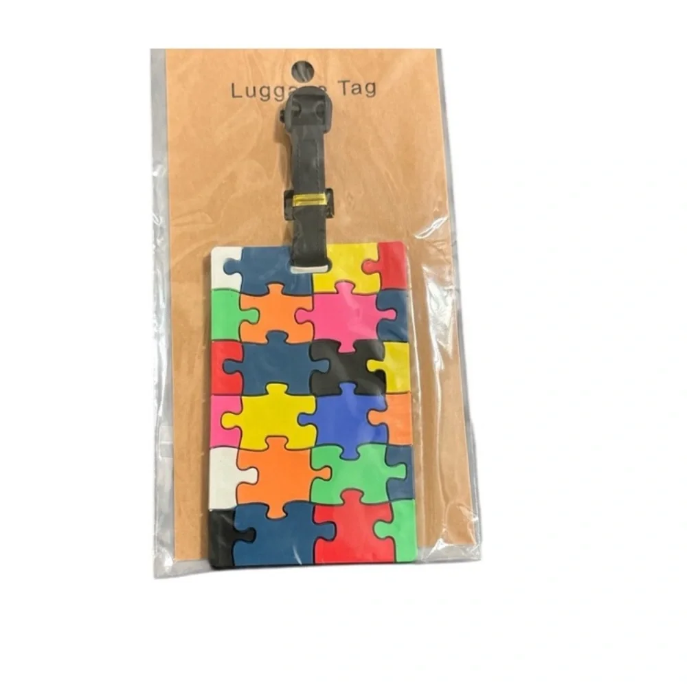 Luggage Tags Set of 2 - Bus + Puzzle NIP - Picture 3 of 3